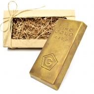 Шоколадный Слиток золота большой, 200 гр, крафт 19х10 см, арт. 197 