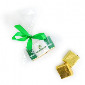 Пакетик с бантиком 3 конфеты с Лого по 15 грамм 
